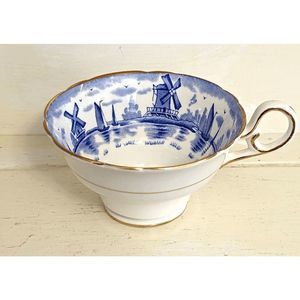 Rare vintage Royal Stafford blue white "Blue Windmill" teacup no saucer made in